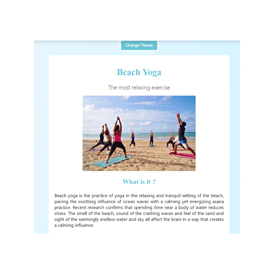 Yoga landing page with custom theme
